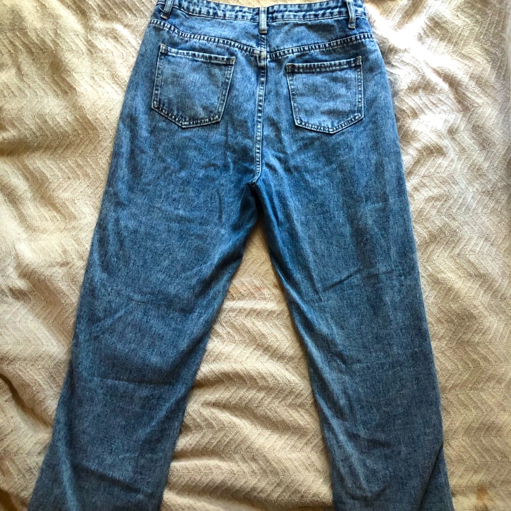 Medium wash, high waisted, straight cut, size 14 jeans